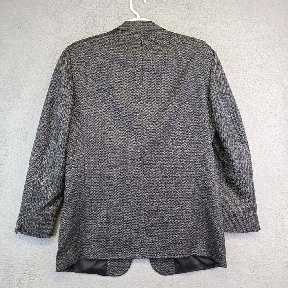 Stafford Sport Coat Mens 46‎ Wool Cashmere Herringbone Tweed Blazer Suit Jacket